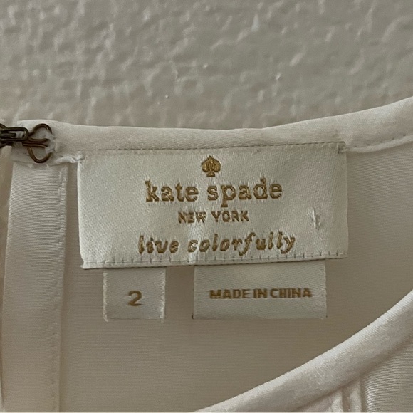 Kate Spade 100% Silk Ivory Sleeveless Blouse Ruffle Detail Size 2 - Picture 3 of 4